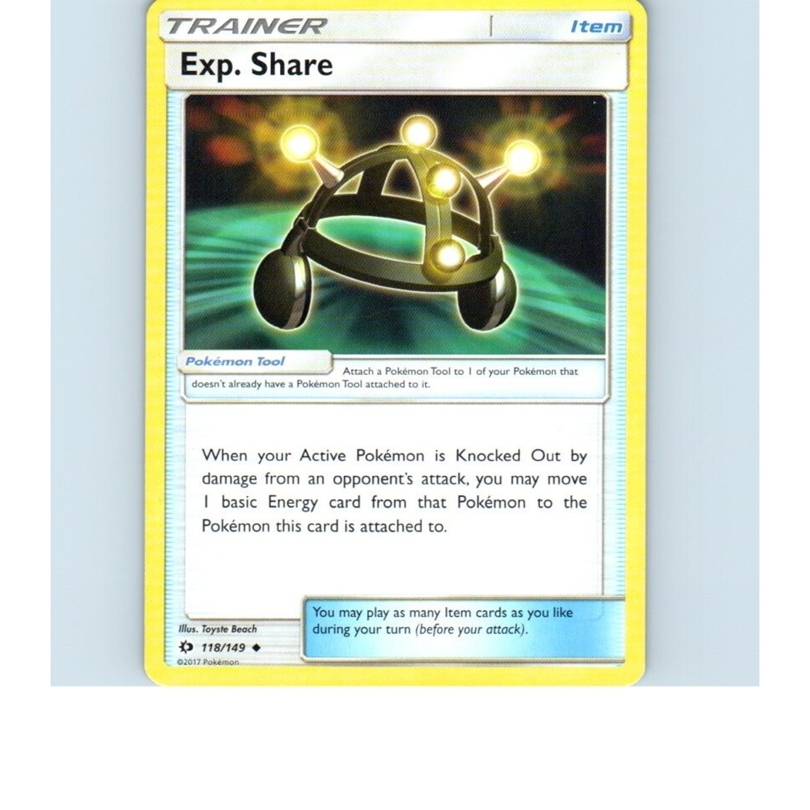 2017 Trainer Exp. Share 118/149 Pokemon Card