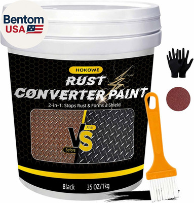 2-In-1 Rust Converter & Metal Primer 35Oz Black - Rust Inhibitor Paint for Metal