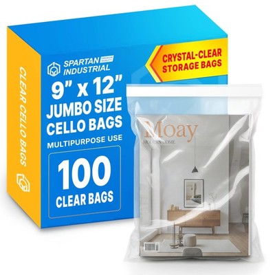9'' X 12'' Self-Sealing Cellophane Bags (100 Count) Clear Poly Packaging for Sh...