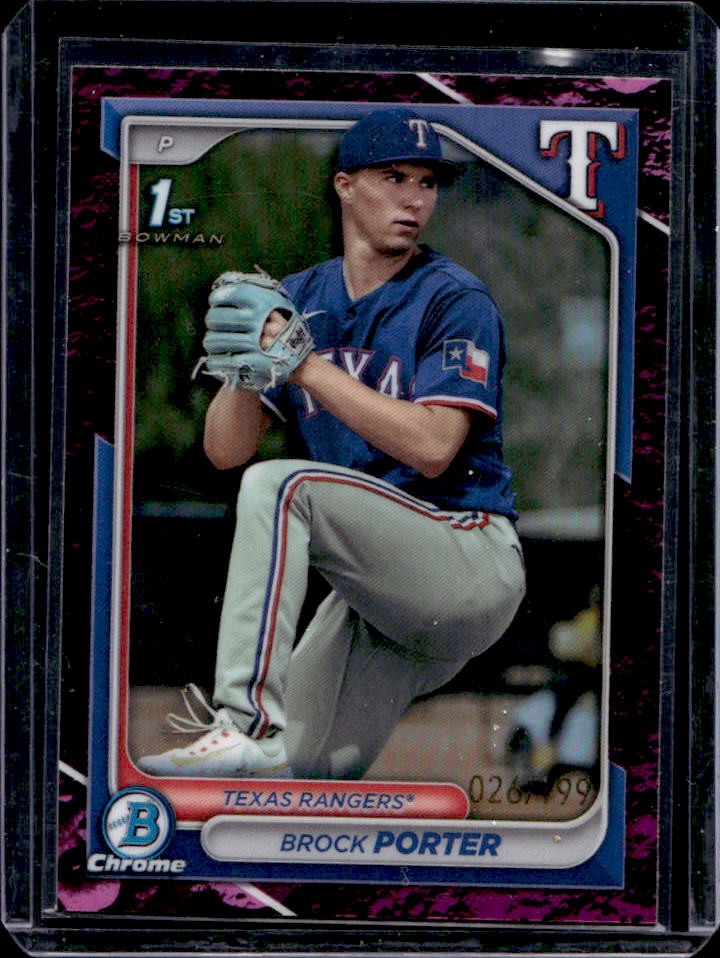 2024 Bowman Brock Porter Chrome Fuchsia Lunar Glow Refractor 1st Prospect #/199