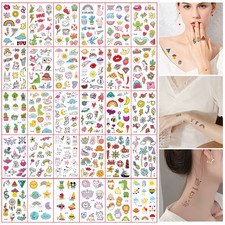 30Pcs Waterproof Temporary Tattoo Sticker Colorful Sun Lip Cactu Rainbow Love En