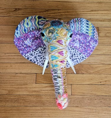 Elephant Sculpture Extra Large Wall Mounted Bohemian Art!