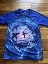 Lands End Shirt Boys Large 10-12 Shark Rash Guard Swim Shirt Kids