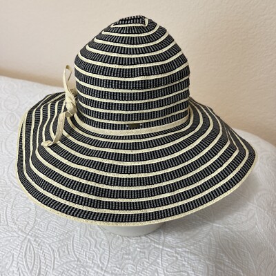 Scala Bucket Sun Hat Wide Floopy Brim Black and Tan Summer  display picture 3