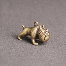 Bulldog Brass Key Chain Statue Dog Figurine Home Decor Keychain Gift Ornaments