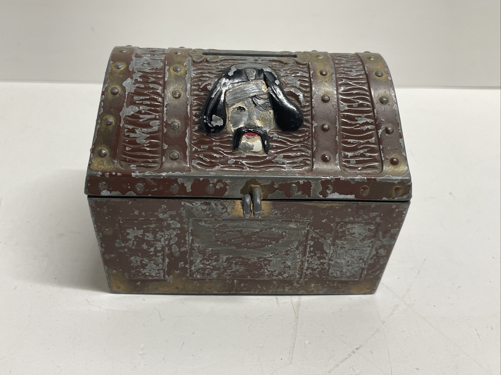 Vintage Metal Pirate Treasure Chest Coin Bank by E.J. Kahn Co. Chicago