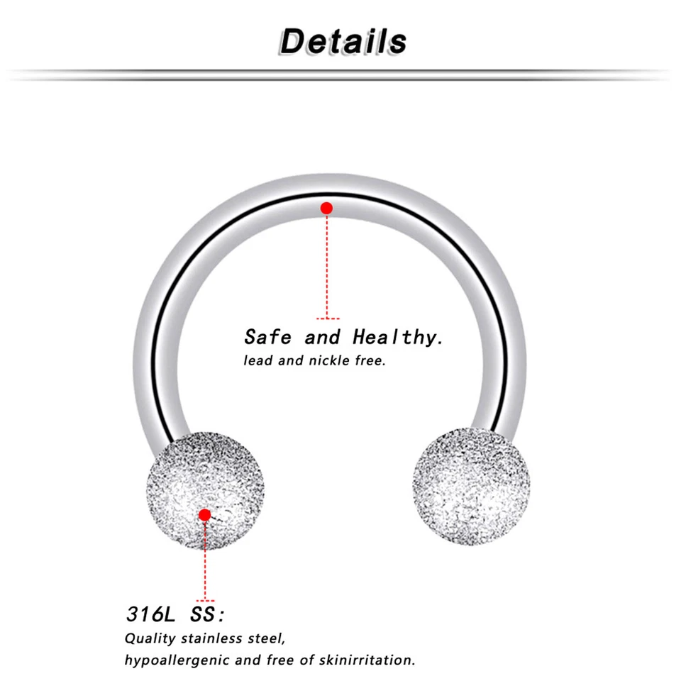 Eyebrow Labret Stud Body Piercing Jewelry Lot Horseshoe Nose Ring Set 14G 16G - Image 3 of 4