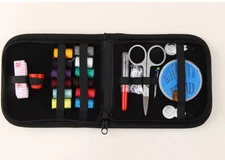 1Mini Home Sewing Kit Measure Scissor Thread Needle Travel Storage Box Black