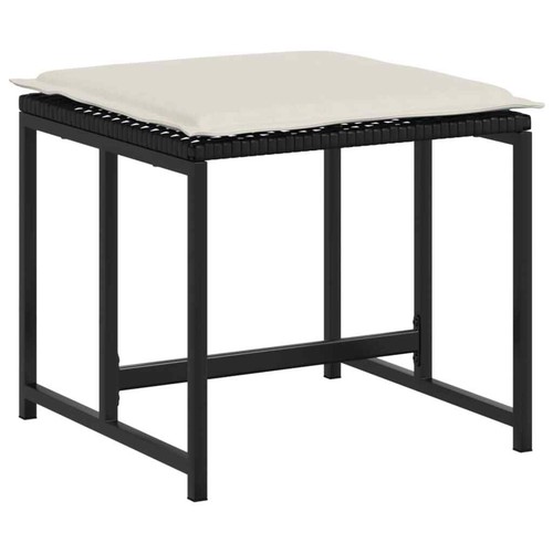 Gartenhocker mit Kissen 4 Stk. Schwarz Poly Rattan Outdoor Hocker vidaXL - Bild 5 von 9