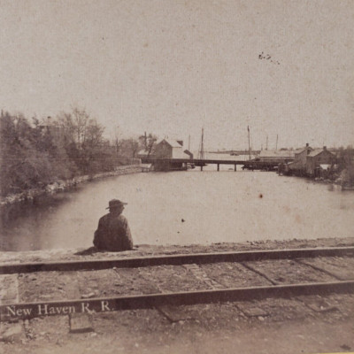 Harbor Point Stamford Connecticut Stereoview c1870 New Haven Railroad CT B1341