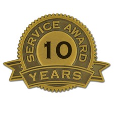 PinMart's 10 Years of Service Award Lapel Pin