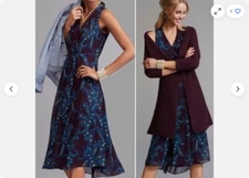 Cabi #3461 Treasure Paisley Dress Sleeveless Knee Length Boho Purple Blue Size 8