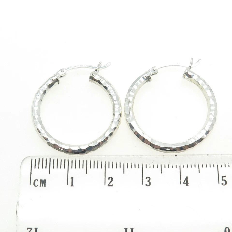JOM JUST ONE MORE 925 Sterling Silver Diamond-Cut Hoop Earrings - Image 3 of 4