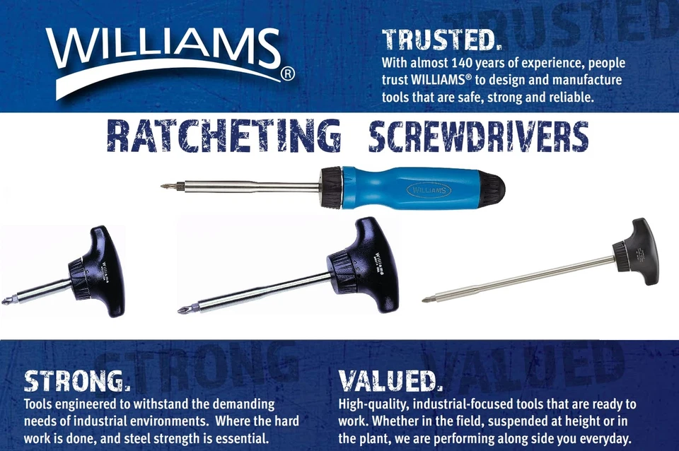 Williams WRST8 Ratcheting Screwdriver, Comfort Grip T-Handle, 7-7/8" Blade,Bl... - Image 2 of 3