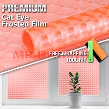 1FTx4FT Orange Cat Eye Frosted Film Glass Home Bathroom Window Security Privacy