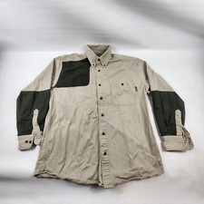 Vintage Woolrich Shirt Men's M Medium Long Beige Tan Shooting Button Collared
