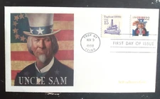 PATRIOTIC UNCLE SAM 1998 22c RATE FLEETWOOD CACHET FDC COIL VARIETY SINGLE UNADD