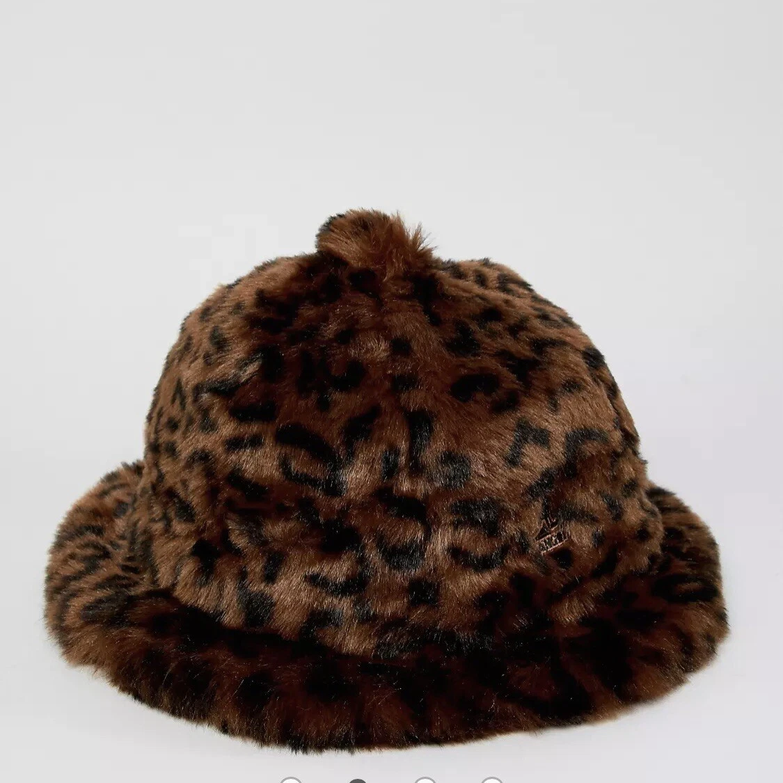 NEW Kangol Fuzzy Leopard Faux Fur Casual Bucket Hat Unisex Medium