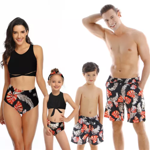 2024 Mom Daughter Swimsuit Family Matching Men Boy Summer Beach Bathing Swimwear - Picture 2 of 19