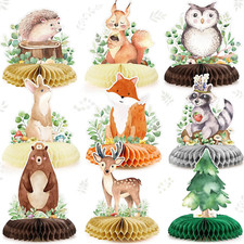 9 Pack Woodland Animals Honeycomb Centerpieces 3D Table Topper Woodland Baby Sho