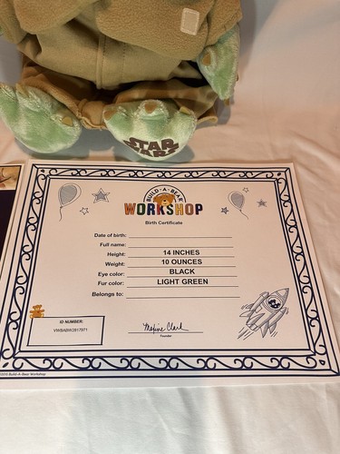 Peluche Build-A-Bear Grogu Baby Yoda Star Wars 14" con scatola certificato nascita - Foto 10 di 13