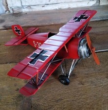 MODELL FLUGZEUG DOPPELDECKER VINTAGE RETRO ROTER BARON METALL MODELLFLUGZEUG NEU
