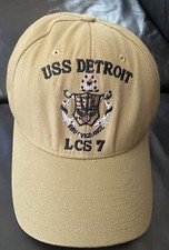 New The Corps USS Detroit LCS 7 Logo Beige Baseball Cap Hat One Size MADE IN USA