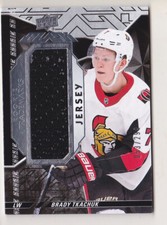 18-19 UD Black Brady Tkachuk /299 Jersey Rookie Trademarks Senators 2018