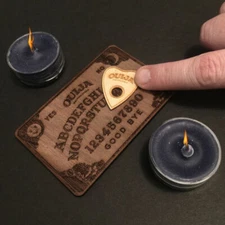 MINI OUIJA BOARD & Planchette - Wood Burned Natural WALNUT - 4 x 2.5 Inch