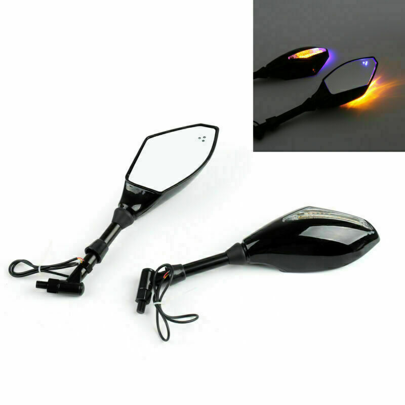 10mm Motorized Turn Signal Integrated Indicator LED Rearview Mirror Pair  
