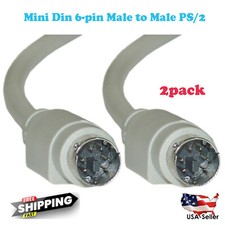 10Ft Mini Din 6-pin Male to Male PS2 PS/2 Cable For Computer Keyboard Mouse KVM