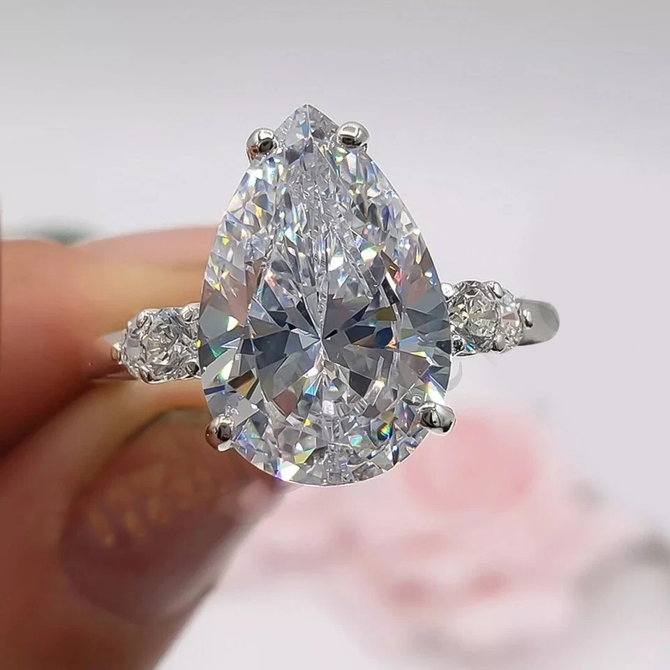 Certified 2.50 Cts Pear Cut Lab Created Diamond Solitaire Ring 925 Silver - Image 2 of 3