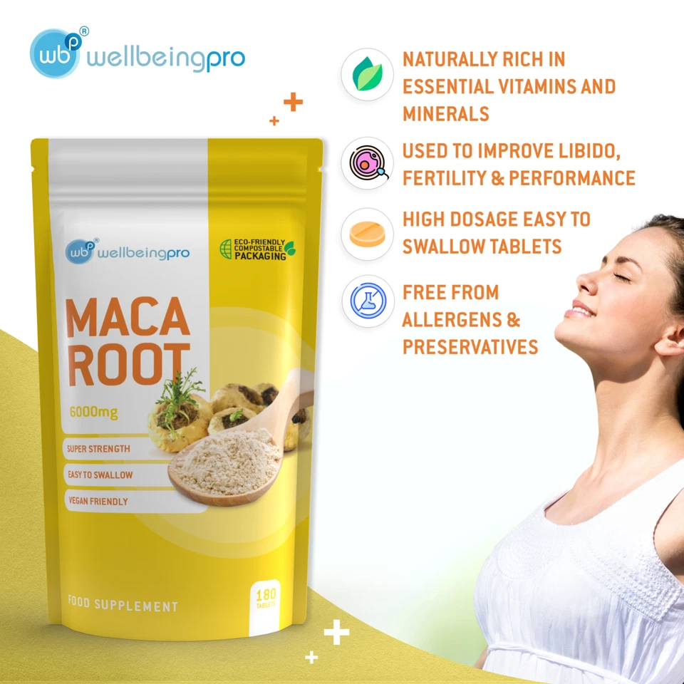 180 Maca Root 6000mg Tablets - Super Strength Sexual Health Performance Booster Foto 2 de 4