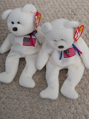 Ty Beanie Baby pair - LIBERTY BEAR- Summer vintage 1996 - 1st Edition Rare MINT