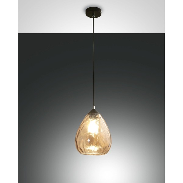 Pendelleuchte Gisella, E27 Max. 60W, Metall / Geblasenes Glas, Amber, Ø 20Cm-image