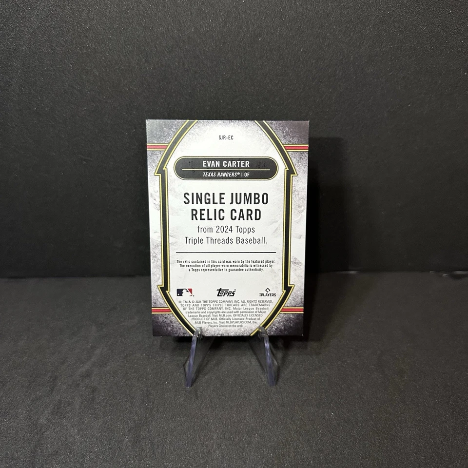 2024 Topps Triple Threads Evan Carter Jumbo Game Worn Rookie Patch # /27 Rangers - Image 2 of 3