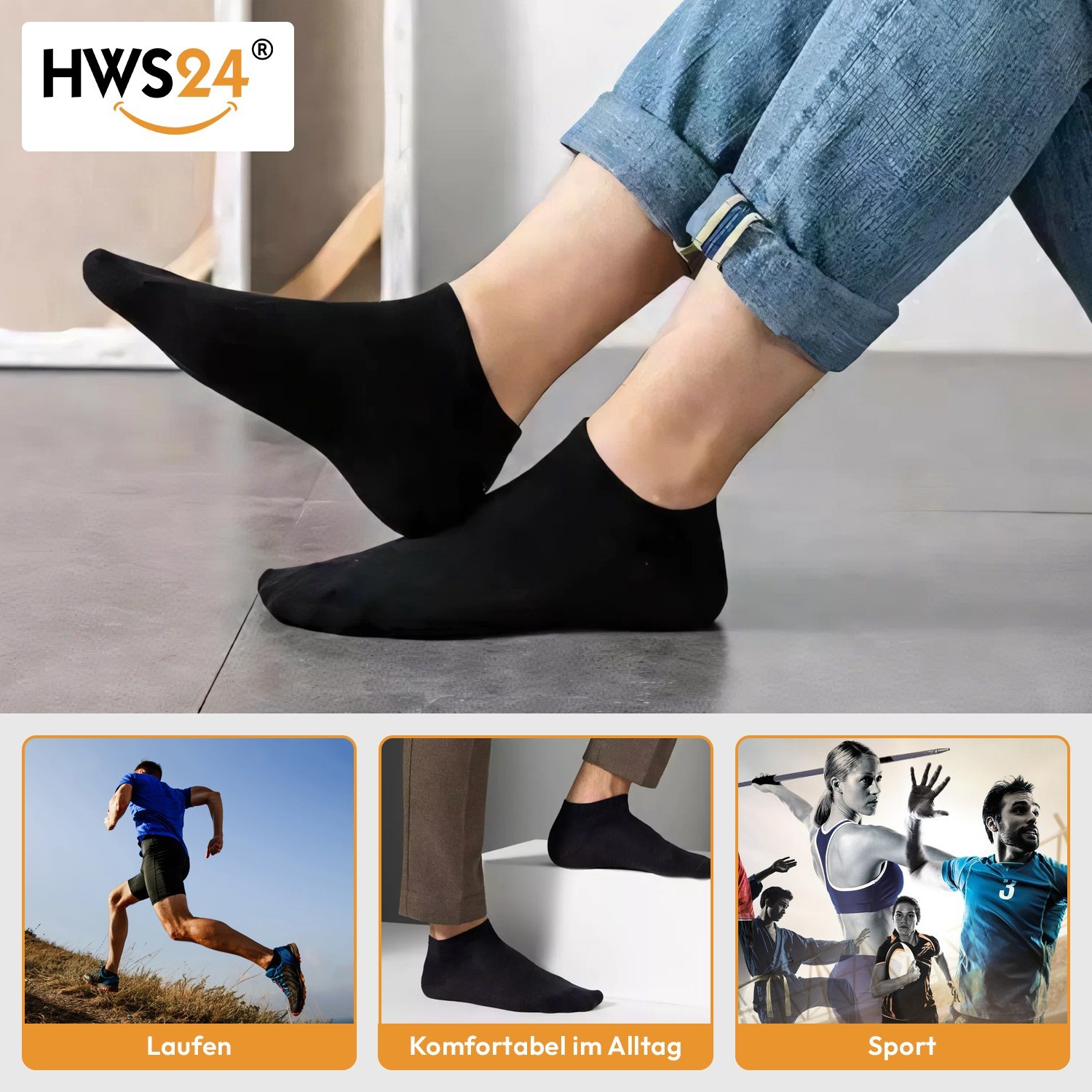 12 paia di calze sneakers cotone uomo e donna nere taglia 43-46 - HWS24® foto 6