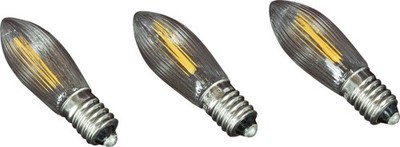 Saico LED-Ersatzlampe Riffelkerze E10 8V 0,2 W warmweiß 3er Pack