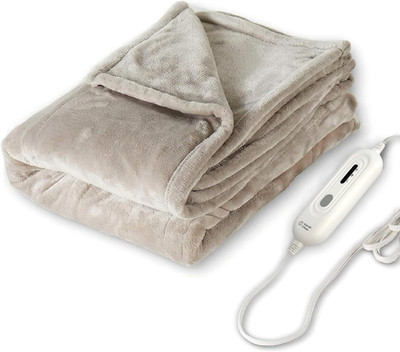 Electric Heated Throw Blanket 50'' x 60'' Soft Flannel Camel Auto Off