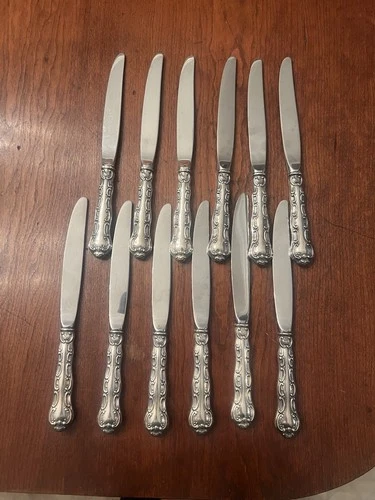 Gorham Strasbourg Sterling Set Of 12 Modern Dinner Knives 9 In No Monograms.