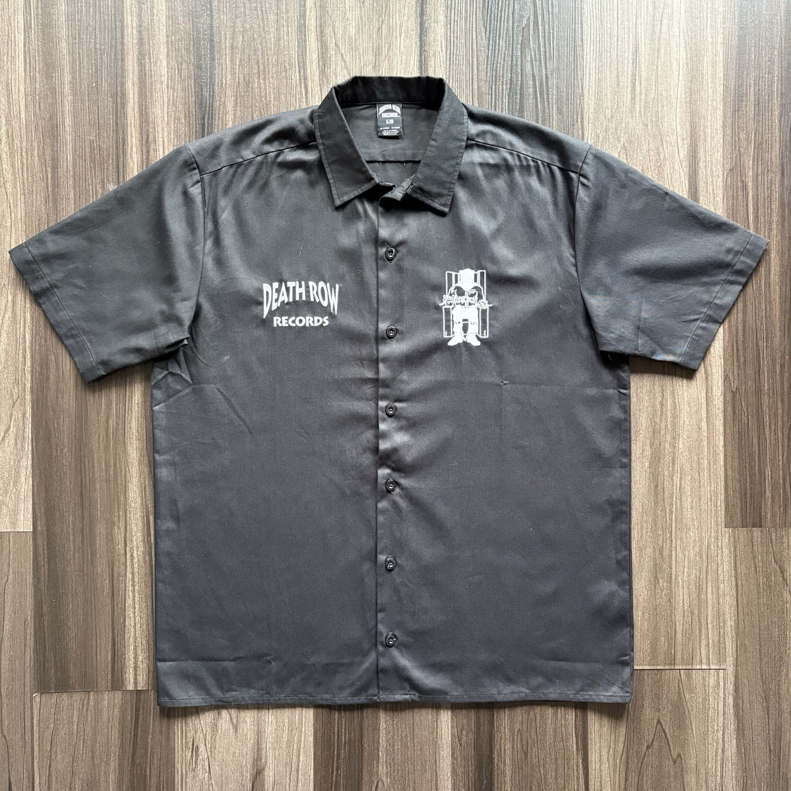 FILA Death Row Records camicia con bottoni uomo grande nera manica corta colletto