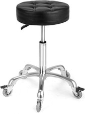 Adjustable Heavy Duty Stool - Height 22 to 30 in, Black With Locking Wheels