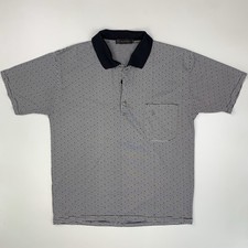 Vintage 80s Playboy Polo Shirt Size 50 Gray Black Golf Bunny Logo Mens Pocket