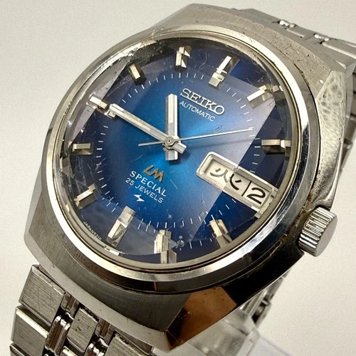 Seiko Automatic LM Special Wristwatch Vintage Working Men Day Date 35.5mm A229