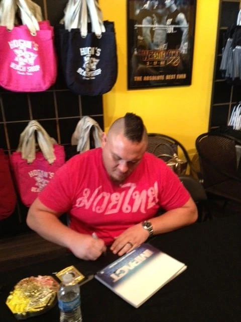 FIRMADO BROOK HOGAN SAMOA JOE JAMES STORM 2010 TNA IMPACT Campeonato CINTURÓN TÍTULO Foto 2 de 4