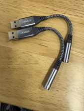 JXMOX USB male to 3.5mm Female Adapter 2 back Woven Nylon Cable