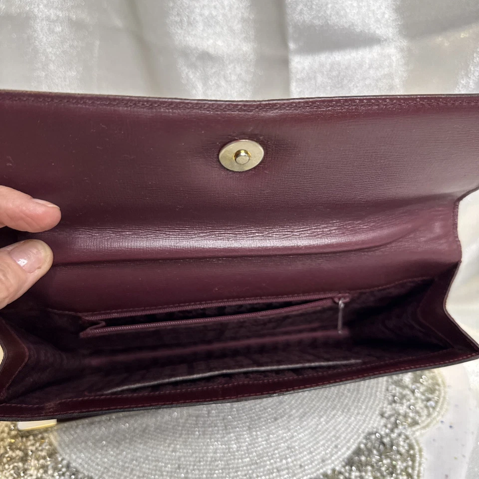 Cartier Paris Auténtico Mastline Burdeos Cuero Rojo Bolso sin asas Muñequera Certificado de Autenticidad Foto 3 de 4