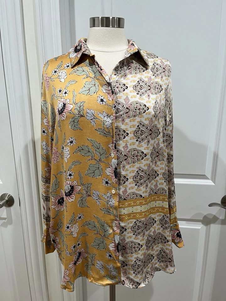 New! MANGO MNG Floral Paisley Print Blouse Size Medium NWT - Image 1 of 4