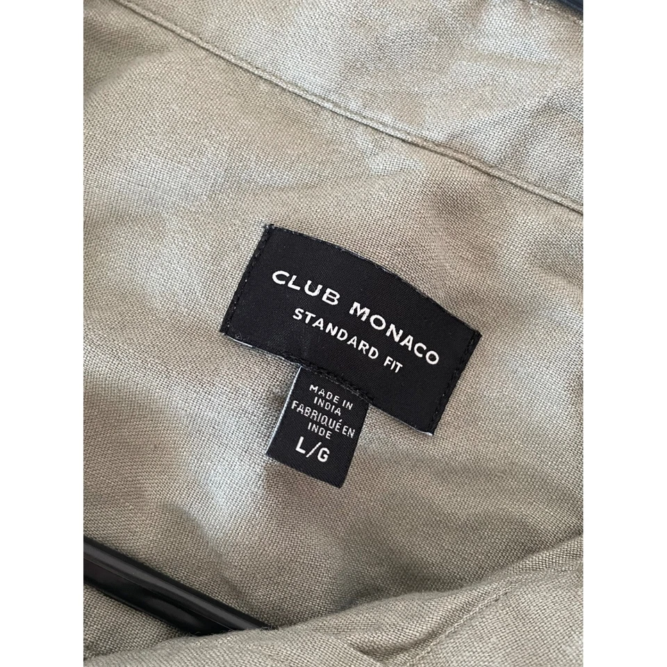 Club Monaco Standard Linen Blend Fit Mens Short Sleeve Button Up Shirt Size L - Image 3 of 4