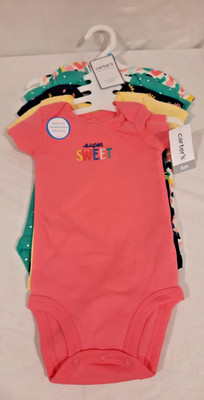 BRAND NEW BABY BODYSUITS LOT OF 5 SIZE 6M FROM CARTERS LITTLE BABY BASICS